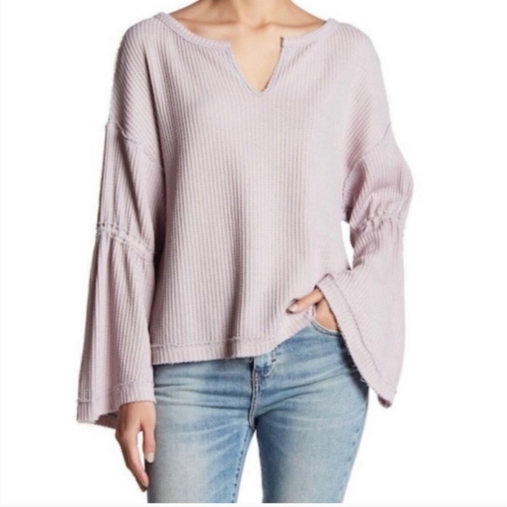 We The Free Dahlia Oversized Waffle Knit Thermal in Lavender